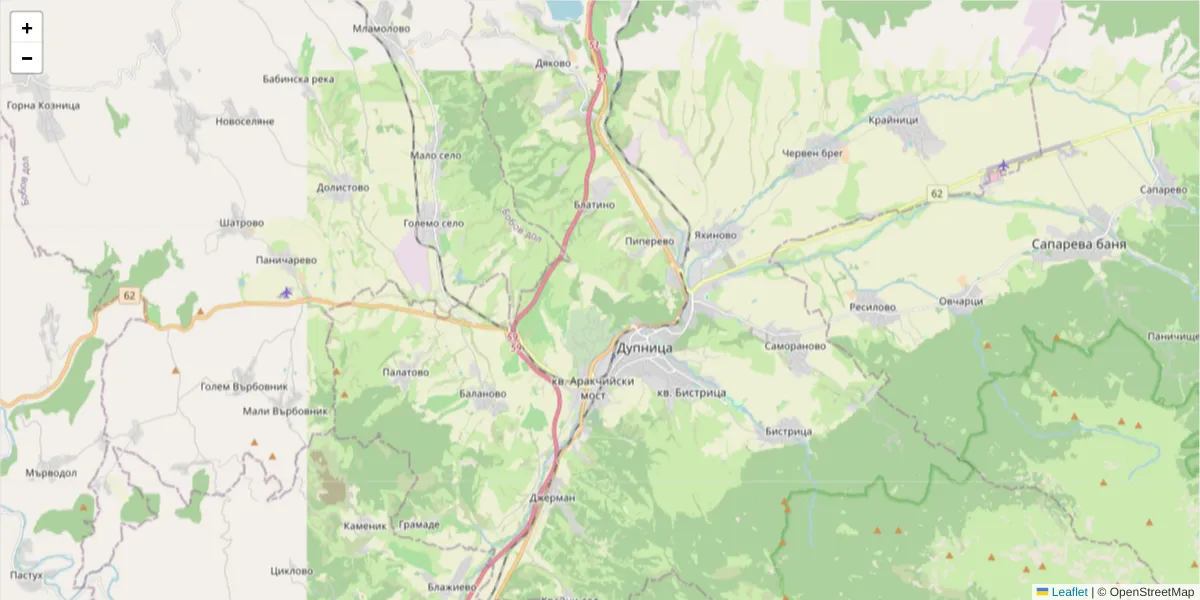 Карта на пощенски код  и съседните пощенски кодове в България