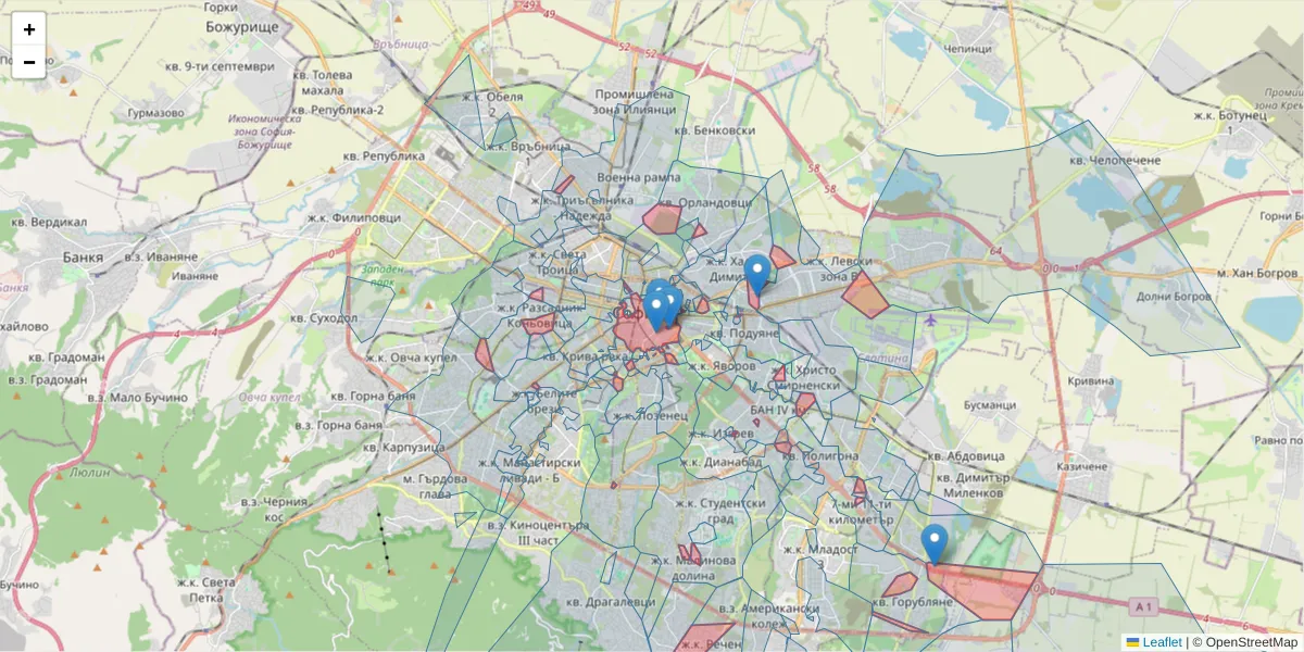 Карта на пощенски код  и съседните пощенски кодове в България