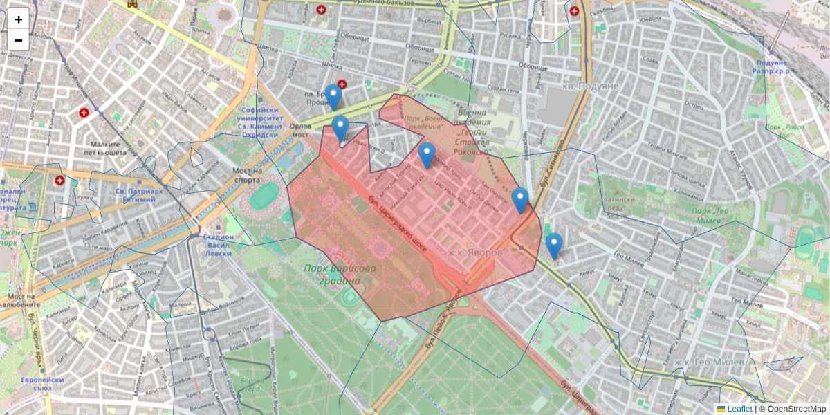 Карта на пощенски код  и съседните пощенски кодове в България