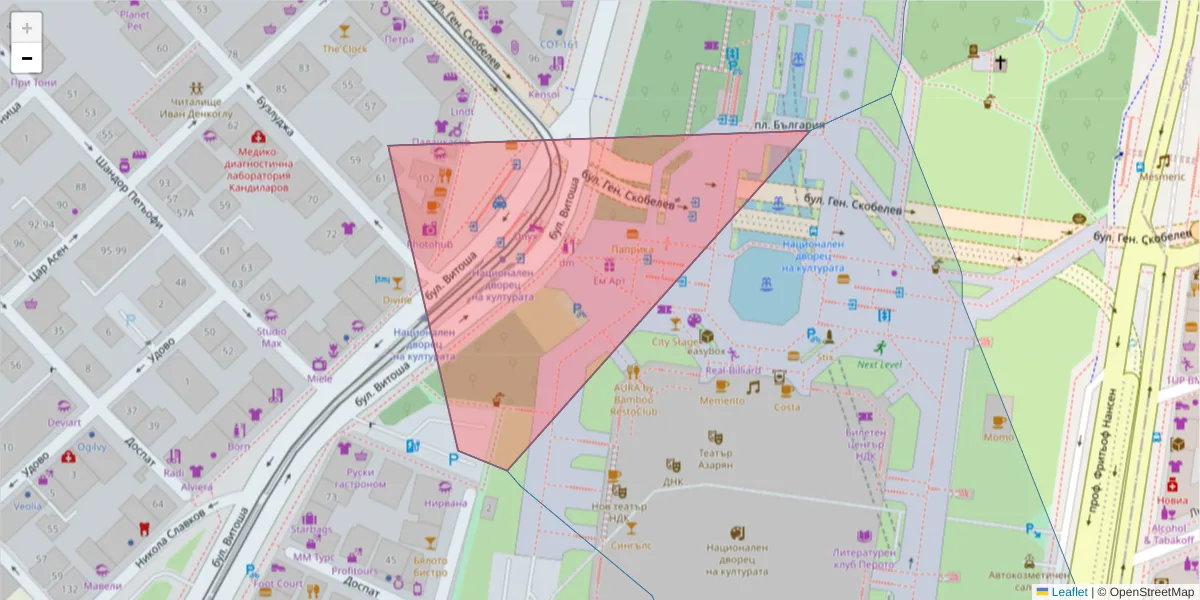 Карта на пощенски код  и съседните пощенски кодове в България