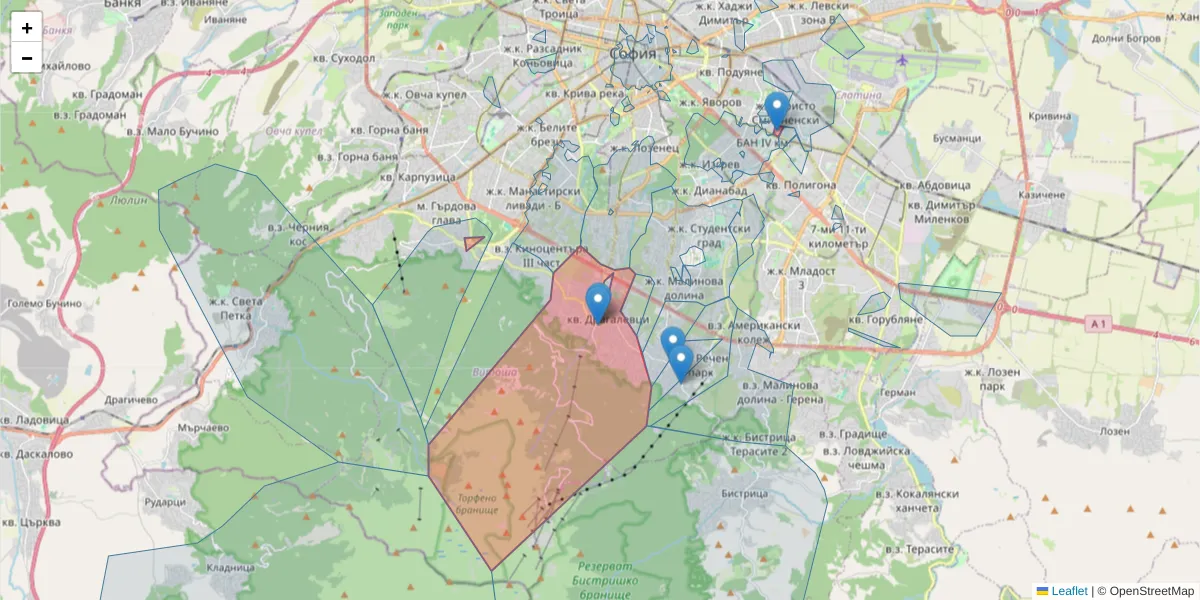 Карта на пощенски код  и съседните пощенски кодове в България