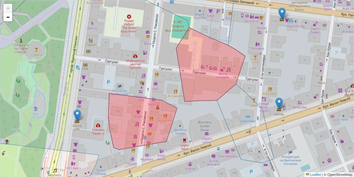 Карта на пощенски код  и съседните пощенски кодове в България