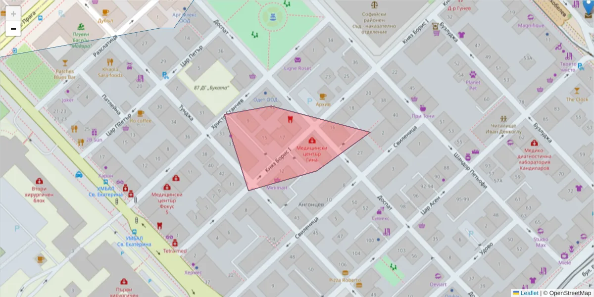 Карта на пощенски код  и съседните пощенски кодове в България