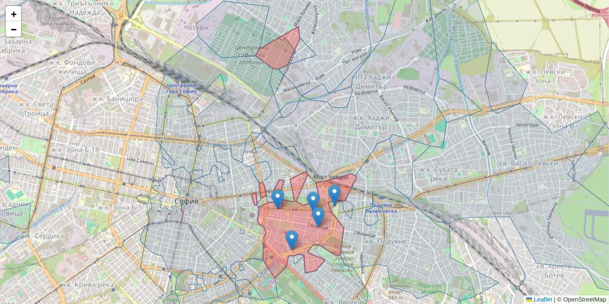 Карта на пощенски код  и съседните пощенски кодове в България