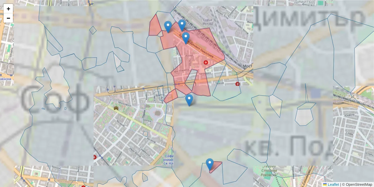 Карта на пощенски код  и съседните пощенски кодове в България