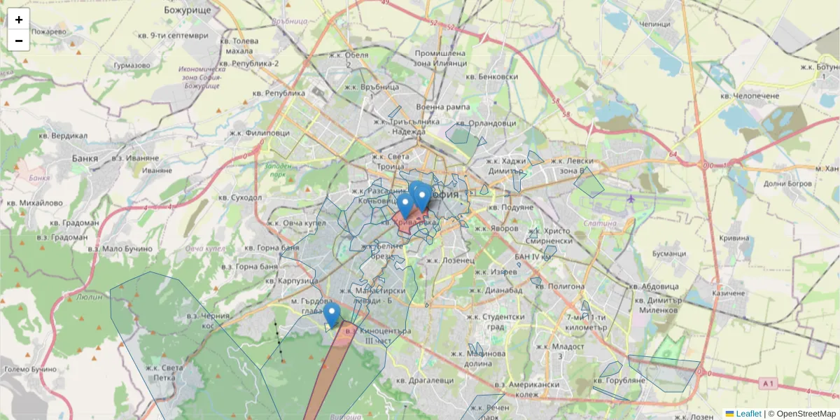 Карта на пощенски код  и съседните пощенски кодове в България