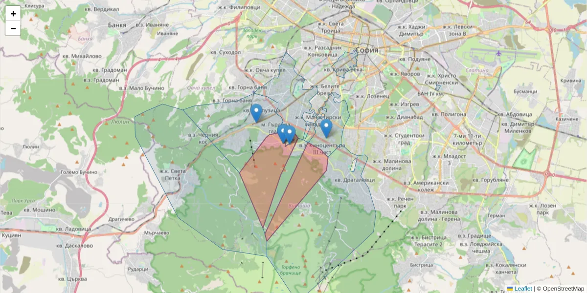 Карта на пощенски код  и съседните пощенски кодове в България