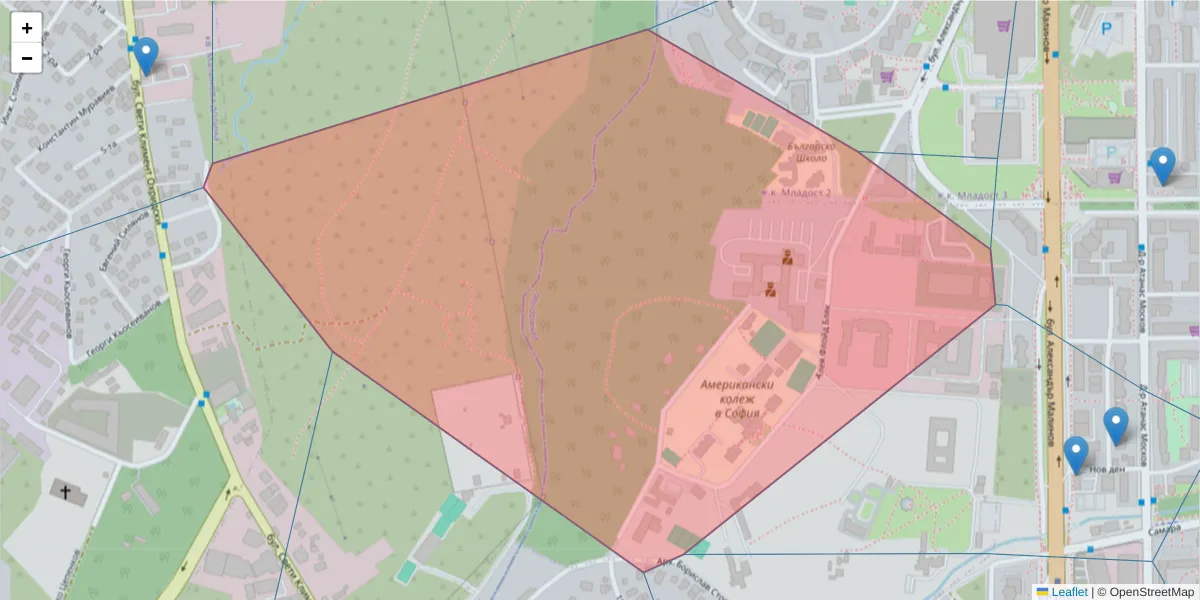 Карта на пощенски код  и съседните пощенски кодове в България