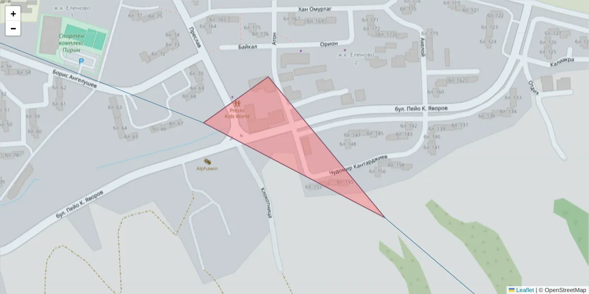 Карта на пощенски код  и съседните пощенски кодове в България