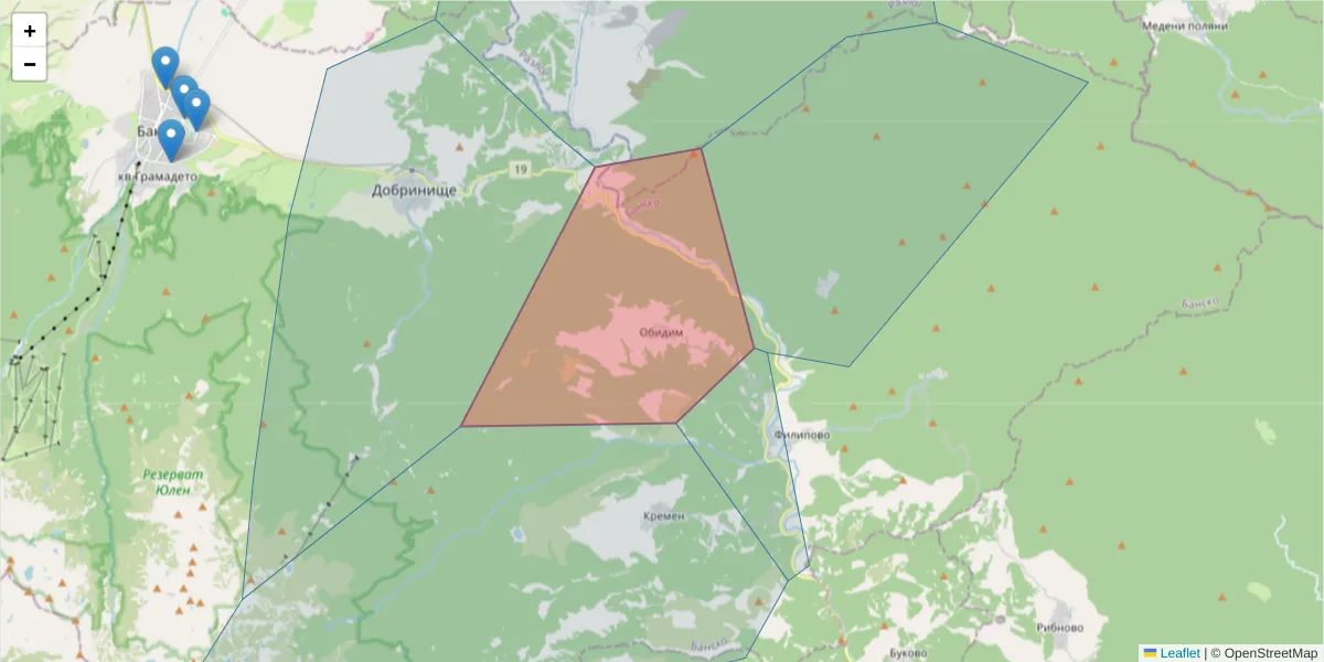 Карта на пощенски код  и съседните пощенски кодове в България