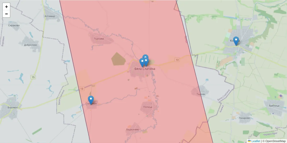 Карта на пощенски код  и съседните пощенски кодове в България