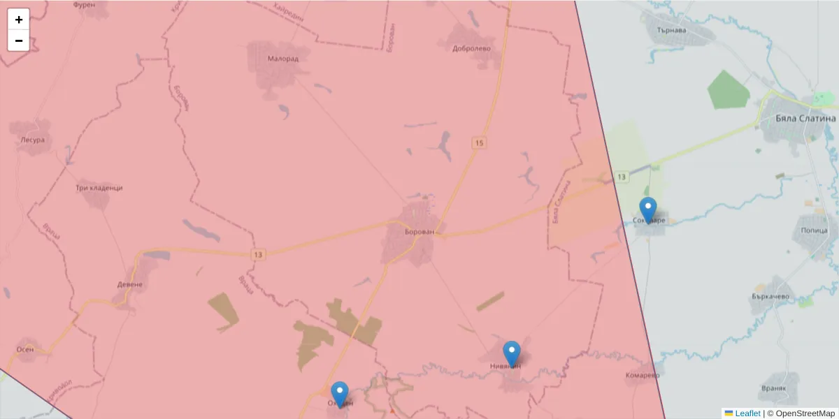 Карта на пощенски код  и съседните пощенски кодове в България