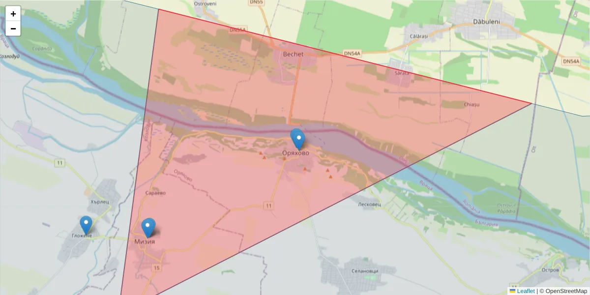 Карта на пощенски код  и съседните пощенски кодове в България