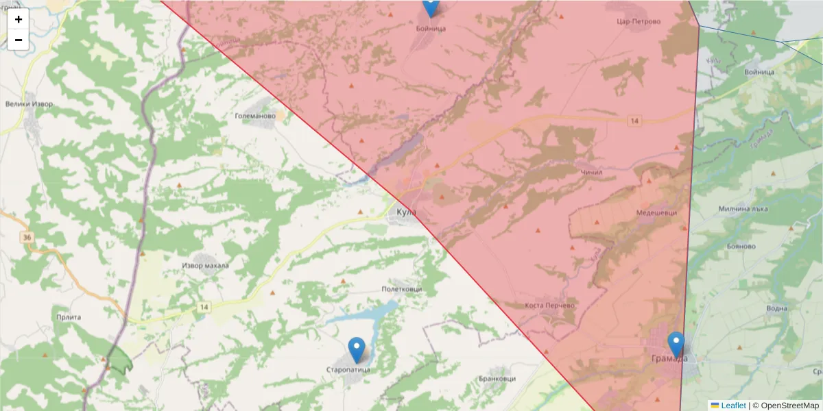 Карта на пощенски код  и съседните пощенски кодове в България