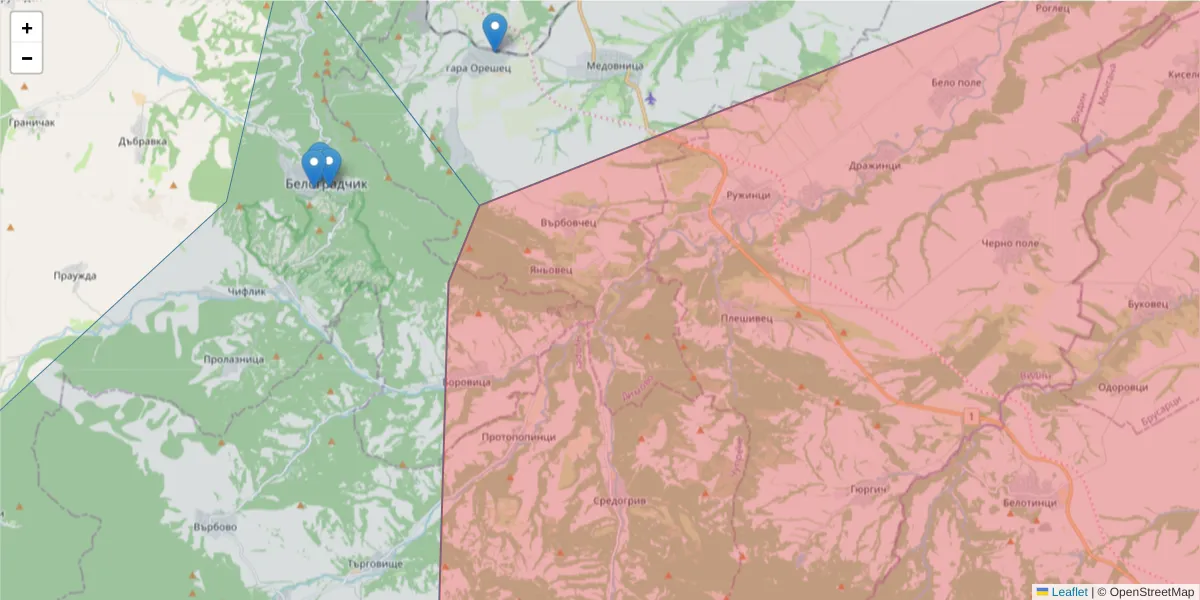 Карта на пощенски код  и съседните пощенски кодове в България
