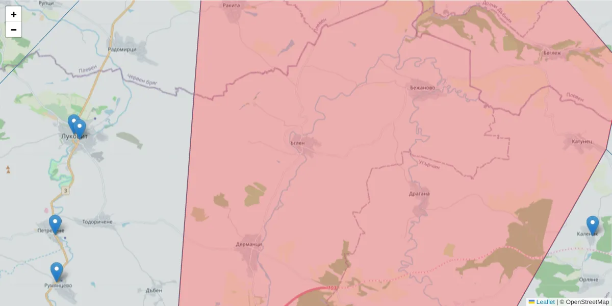 Карта на пощенски код  и съседните пощенски кодове в България