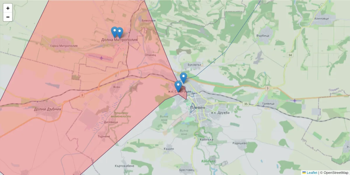 Карта на пощенски код  и съседните пощенски кодове в България