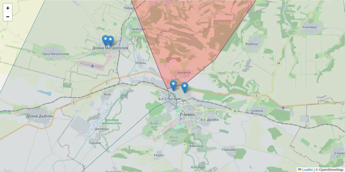 Карта на пощенски код  и съседните пощенски кодове в България