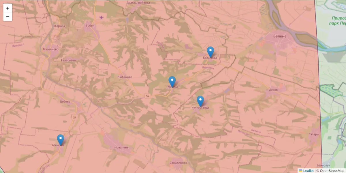 Карта на пощенски код  и съседните пощенски кодове в България