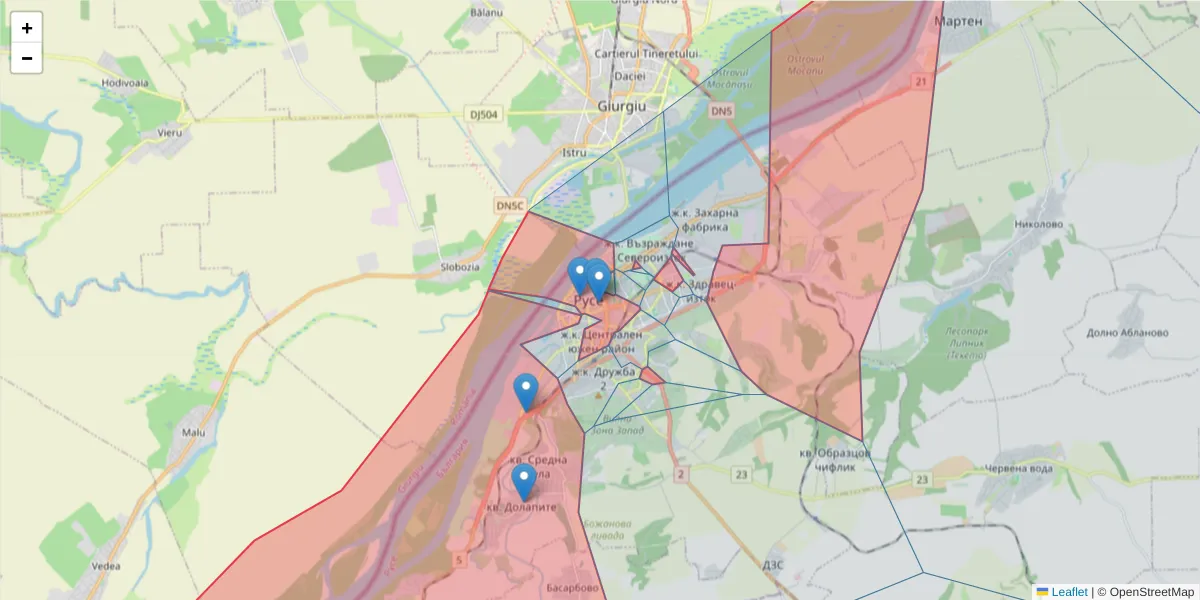 Карта на пощенски код  и съседните пощенски кодове в България