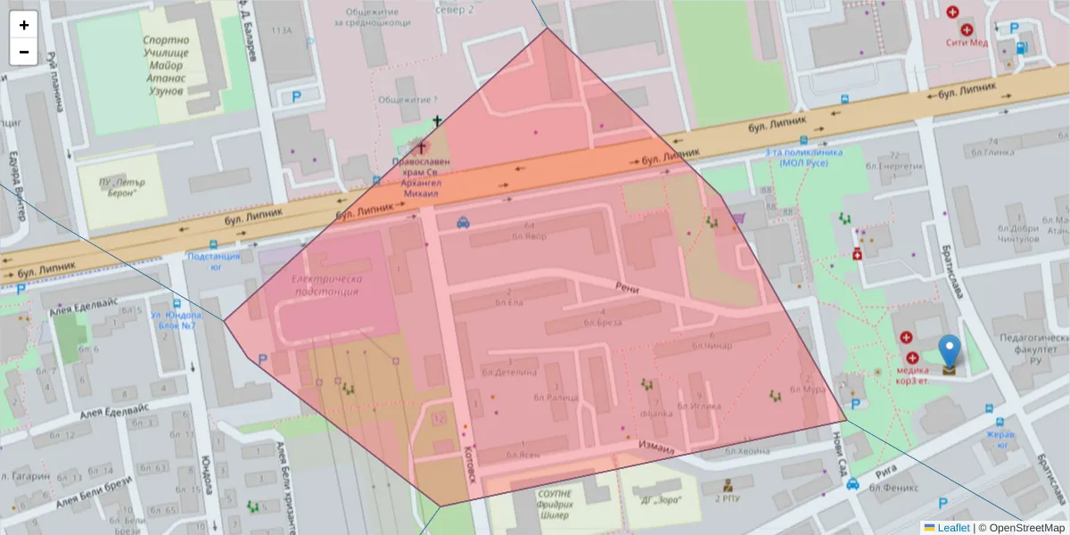 Карта на пощенски код  и съседните пощенски кодове в България