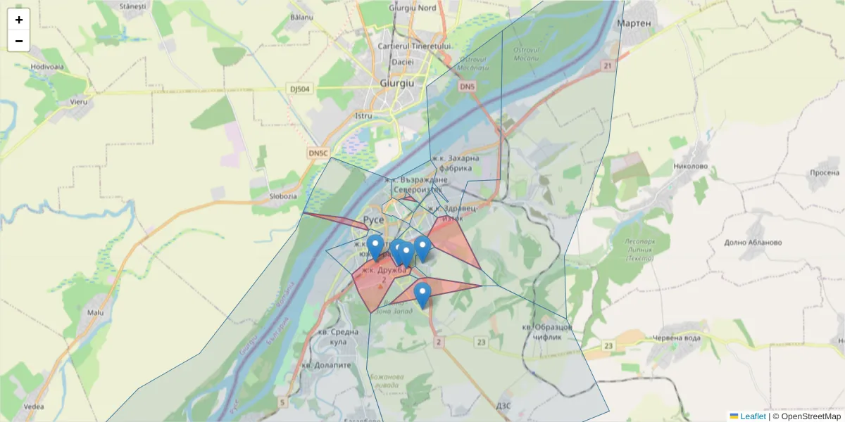 Карта на пощенски код  и съседните пощенски кодове в България