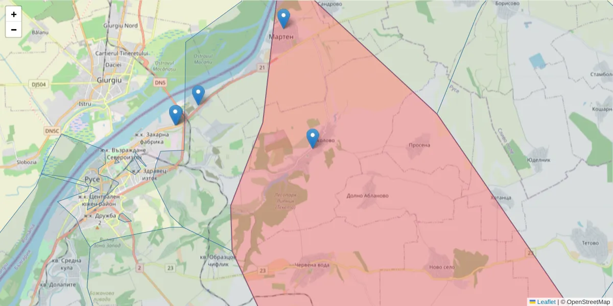 Карта на пощенски код  и съседните пощенски кодове в България