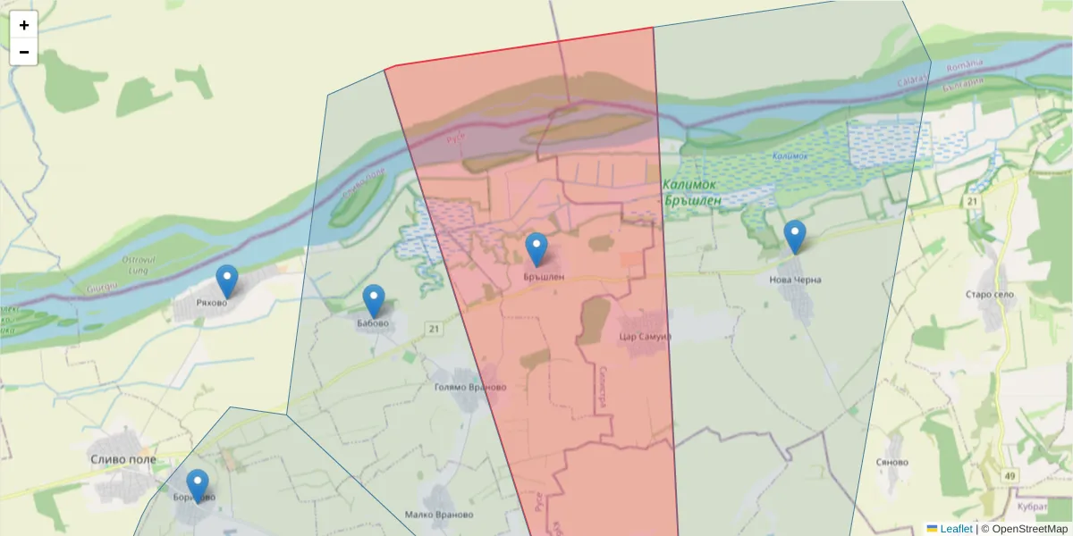 Карта на пощенски код  и съседните пощенски кодове в България
