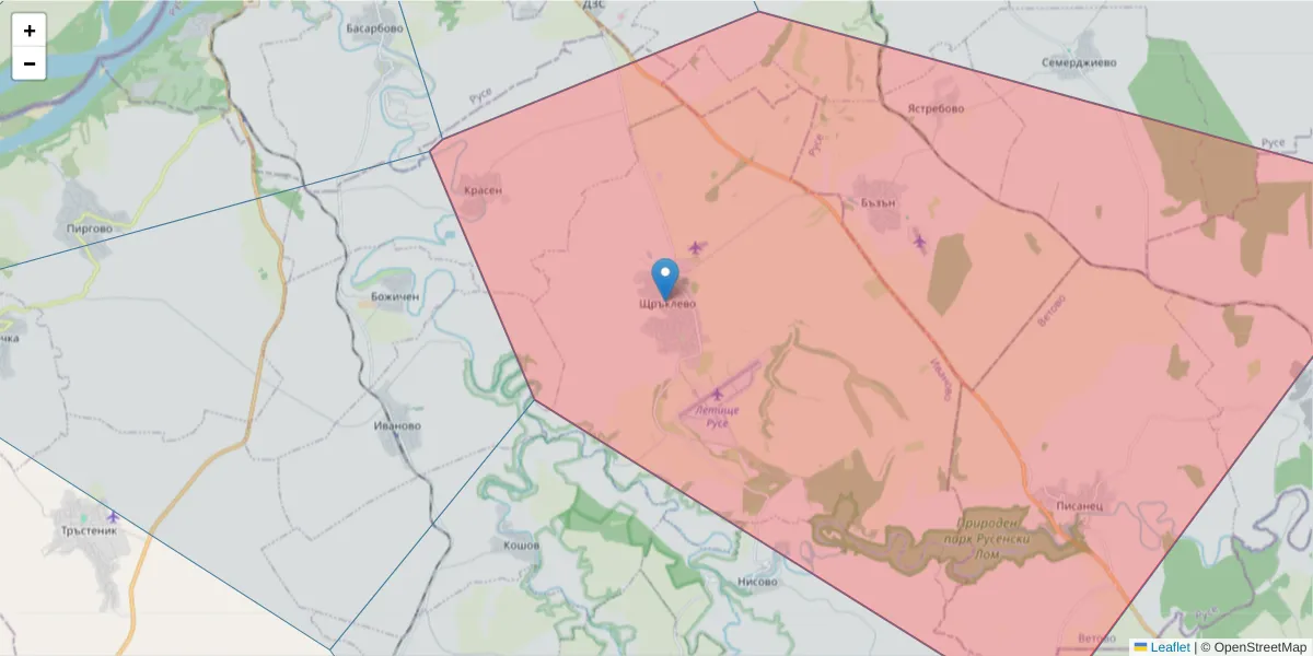 Карта на пощенски код  и съседните пощенски кодове в България