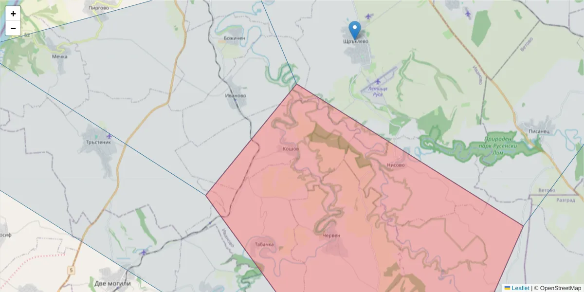 Карта на пощенски код  и съседните пощенски кодове в България