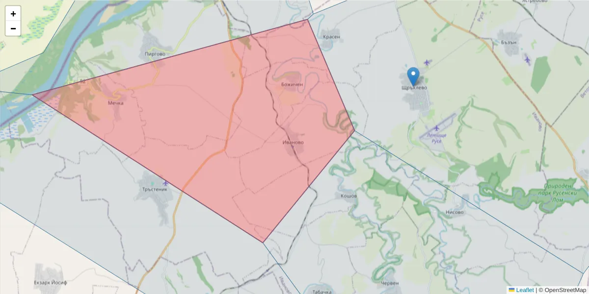 Карта на пощенски код  и съседните пощенски кодове в България