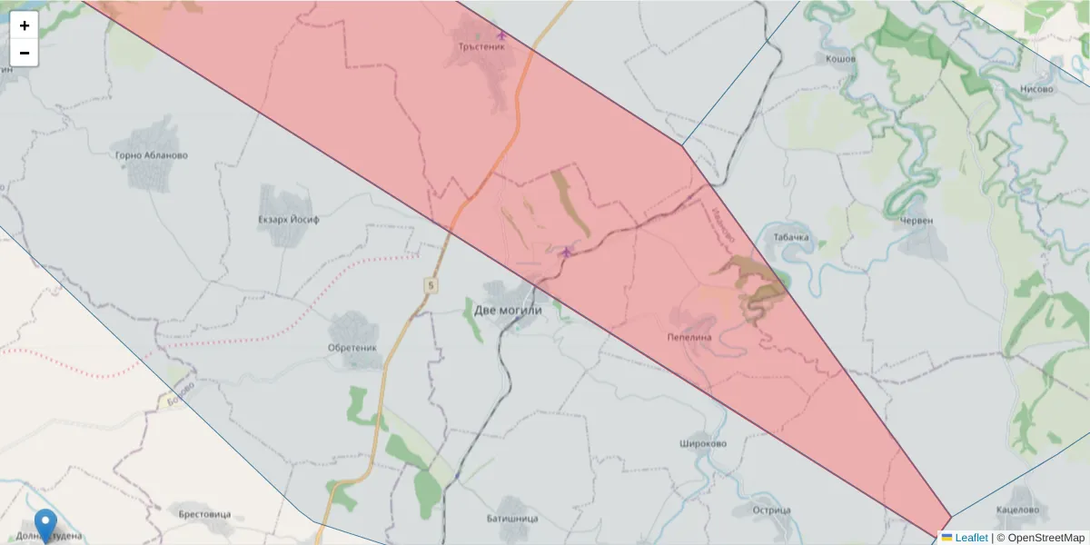 Карта на пощенски код  и съседните пощенски кодове в България