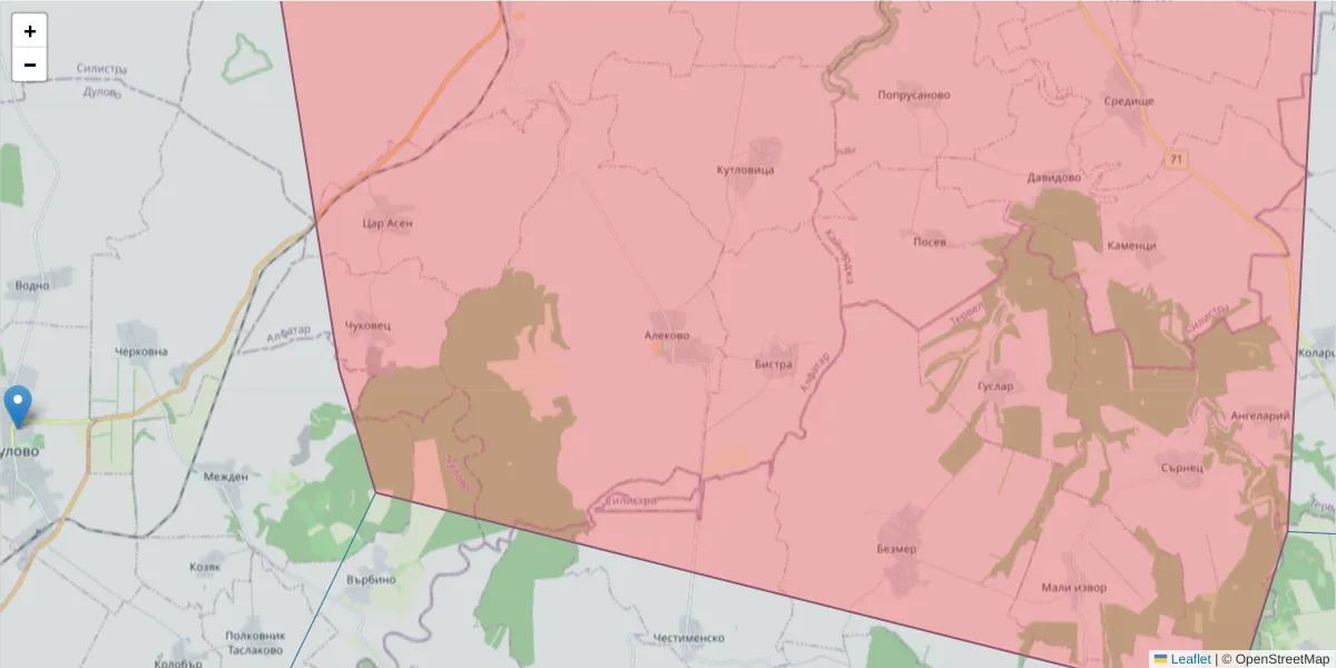 Карта на пощенски код  и съседните пощенски кодове в България