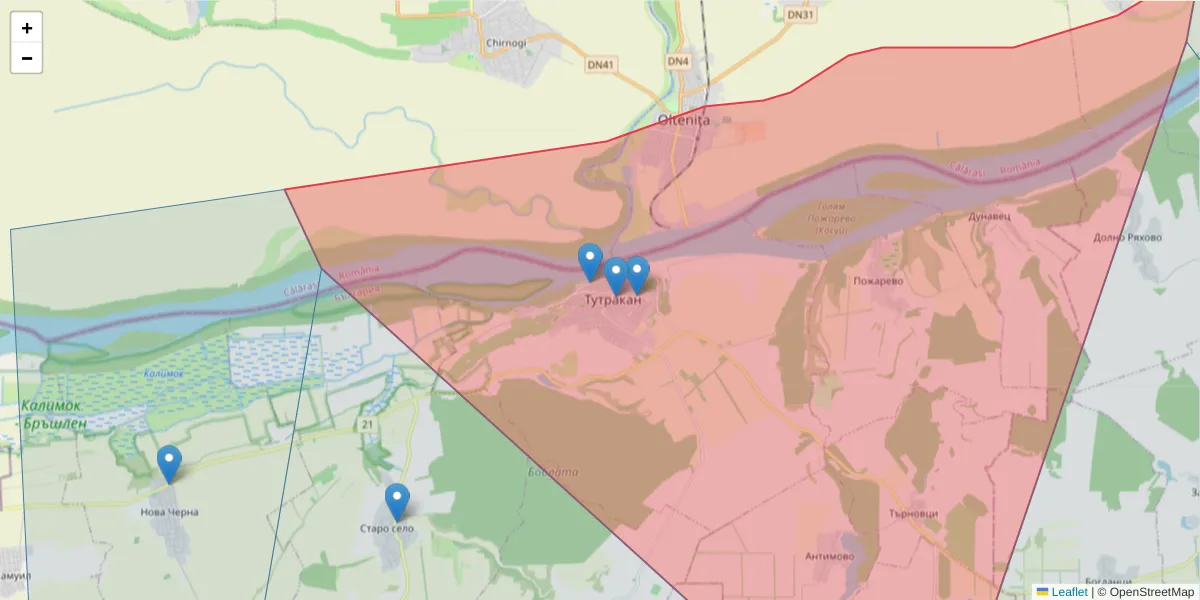 Карта на пощенски код  и съседните пощенски кодове в България