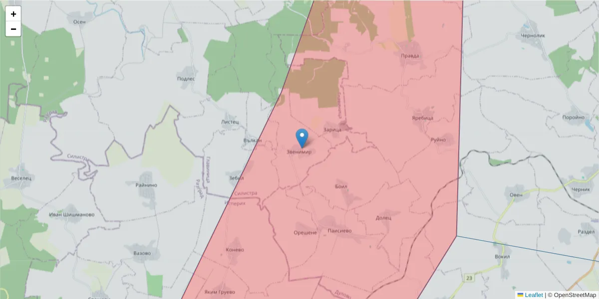 Карта на пощенски код  и съседните пощенски кодове в България