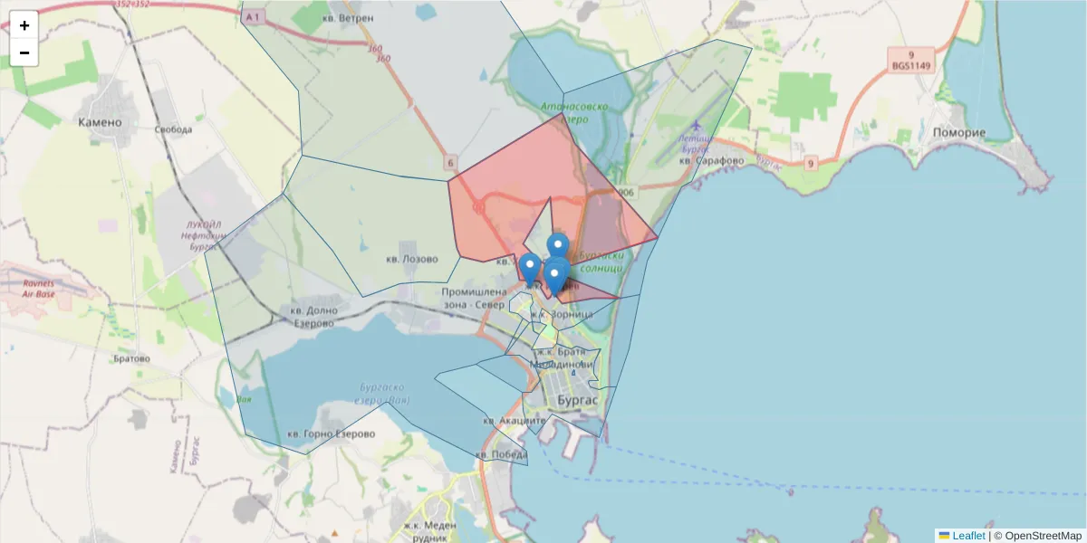 Карта на пощенски код  и съседните пощенски кодове в България