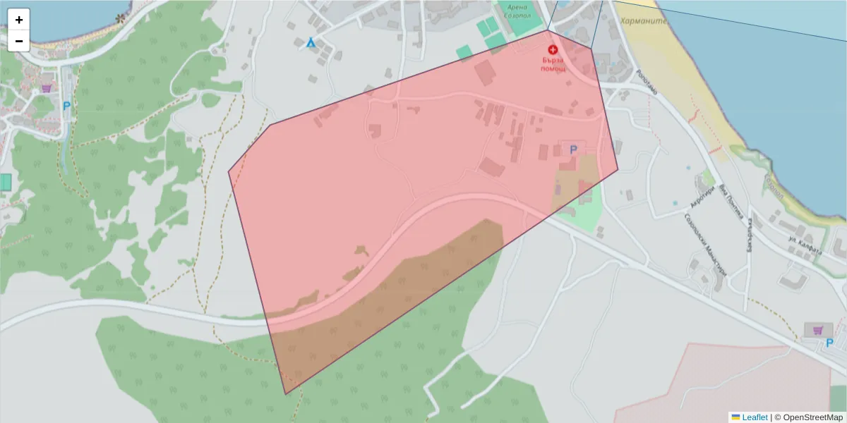 Карта на пощенски код  и съседните пощенски кодове в България