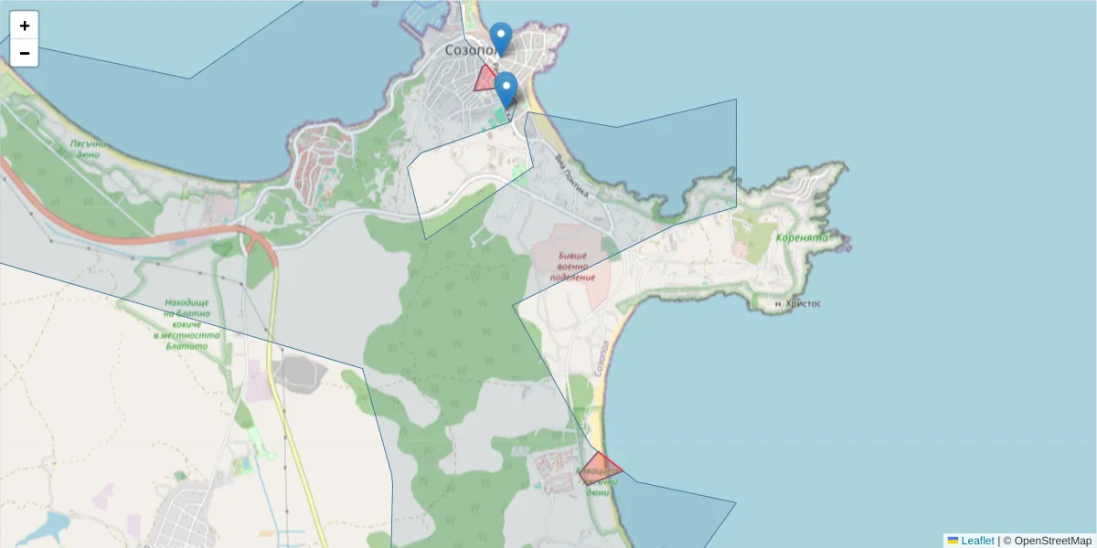 Карта на пощенски код  и съседните пощенски кодове в България