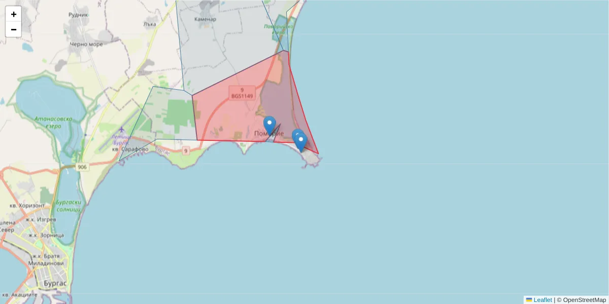 Карта на пощенски код  и съседните пощенски кодове в България