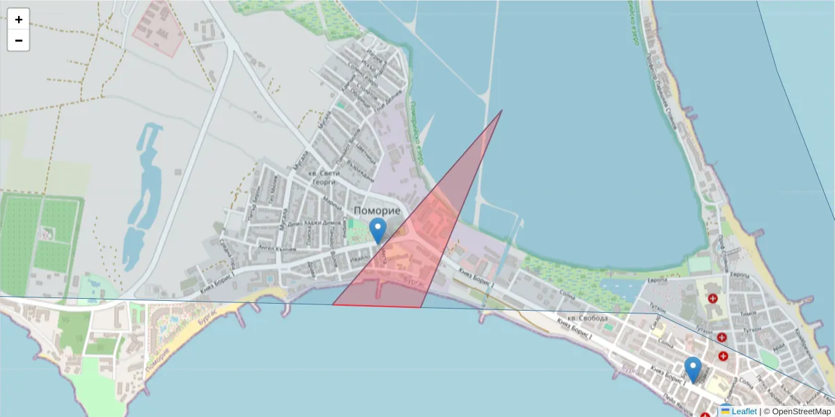 Карта на пощенски код  и съседните пощенски кодове в България