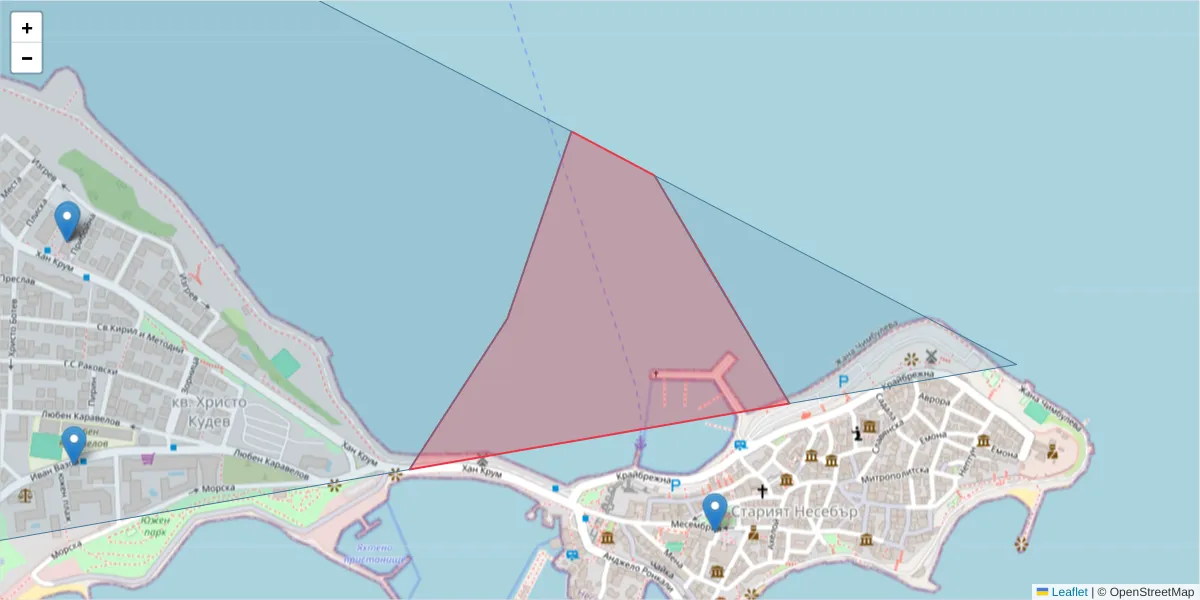 Карта на пощенски код  и съседните пощенски кодове в България