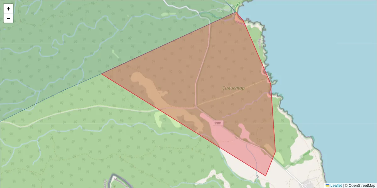 Карта на пощенски код  и съседните пощенски кодове в България