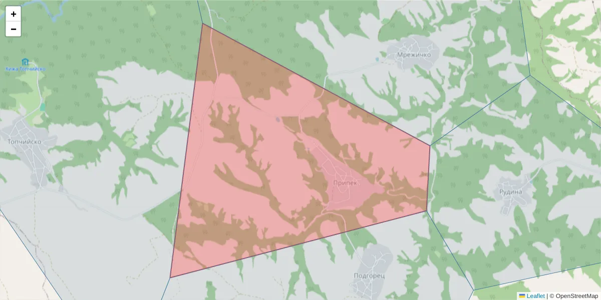 Карта на пощенски код  и съседните пощенски кодове в България