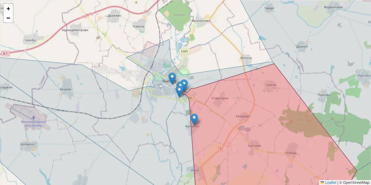 Карта на пощенски код  и съседните пощенски кодове в България