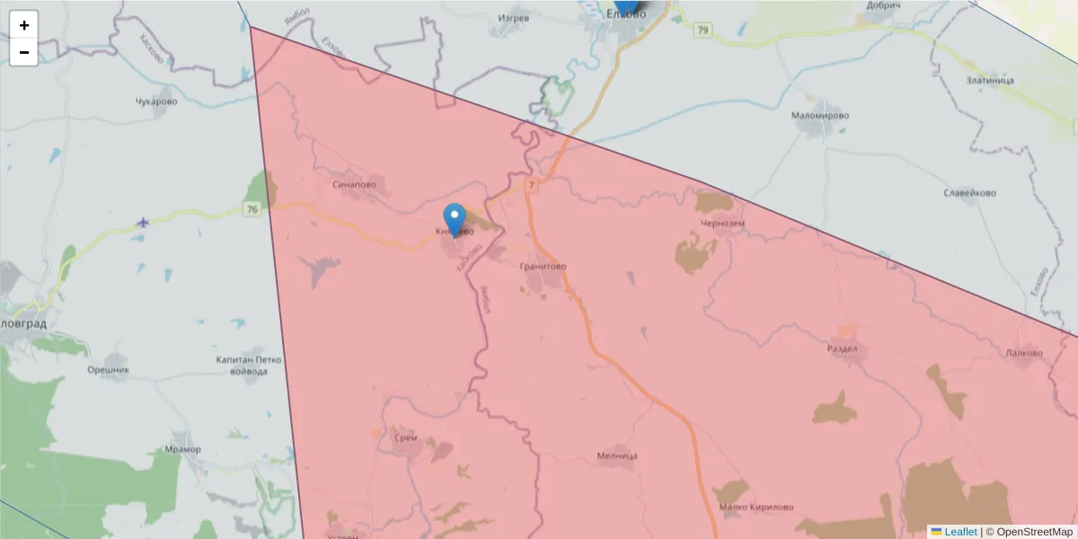 Карта на пощенски код  и съседните пощенски кодове в България