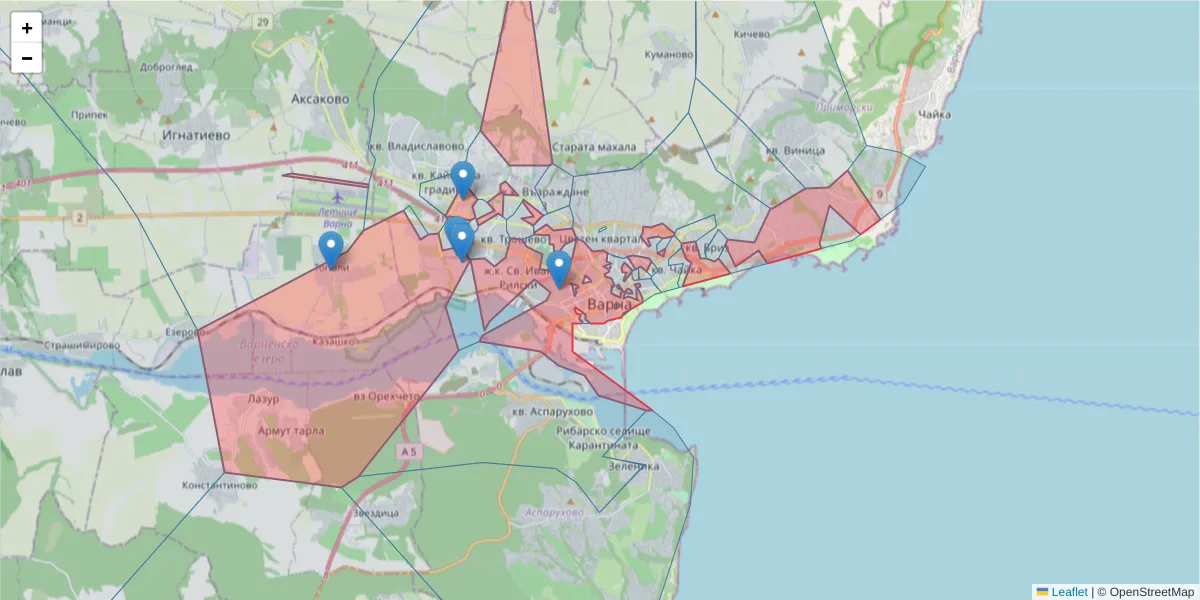 Карта на пощенски код  и съседните пощенски кодове в България