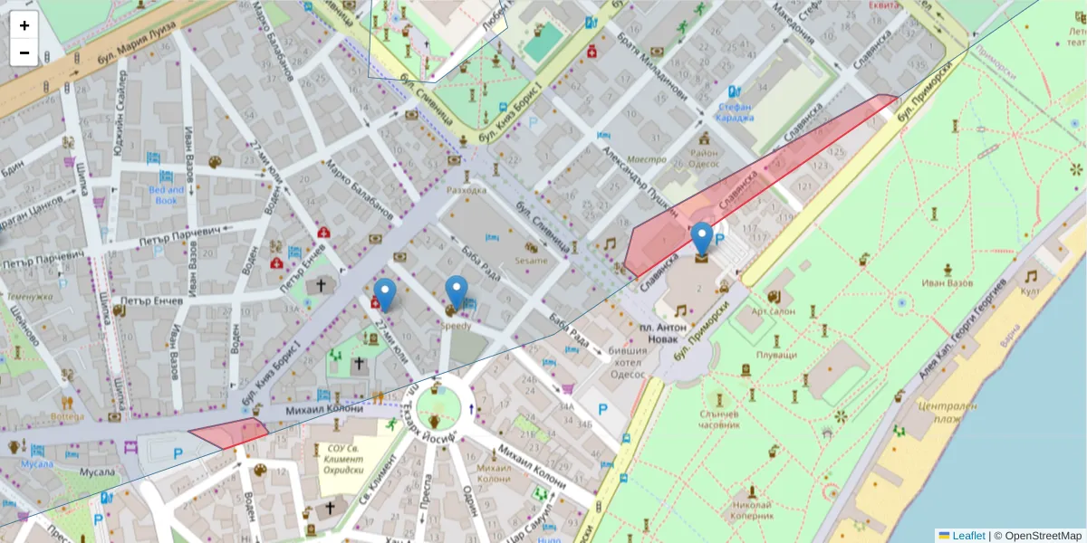 Карта на пощенски код  и съседните пощенски кодове в България