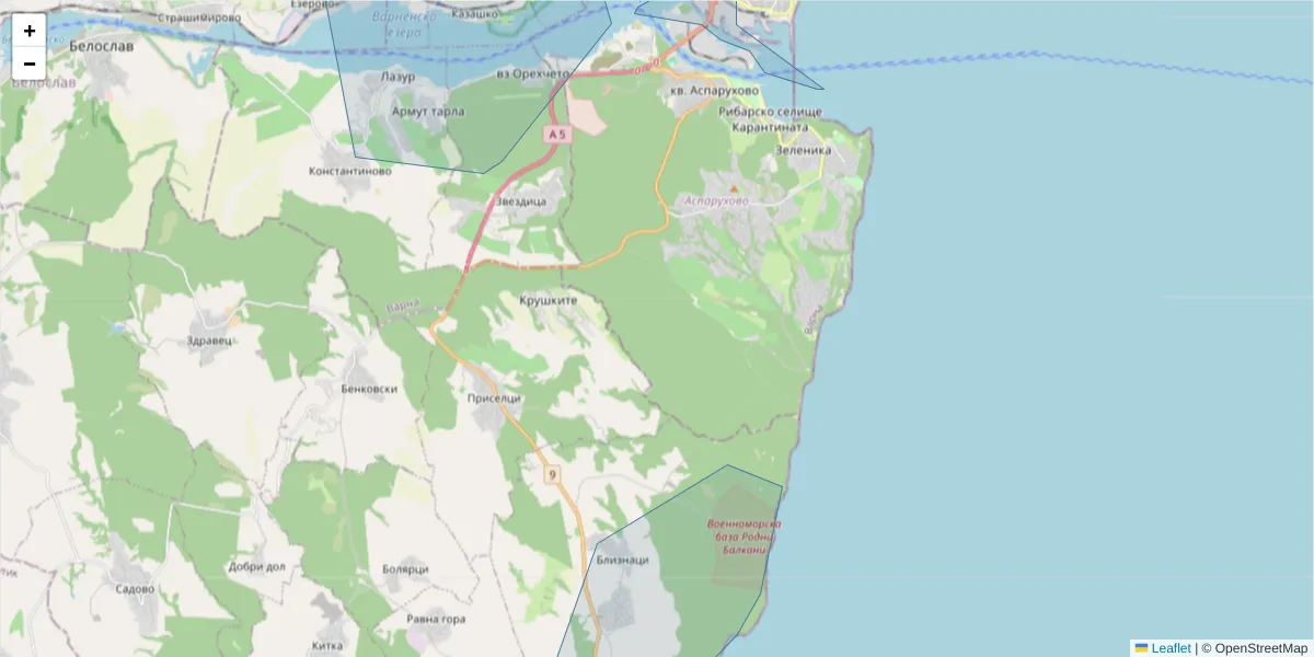 Карта на пощенски код  и съседните пощенски кодове в България