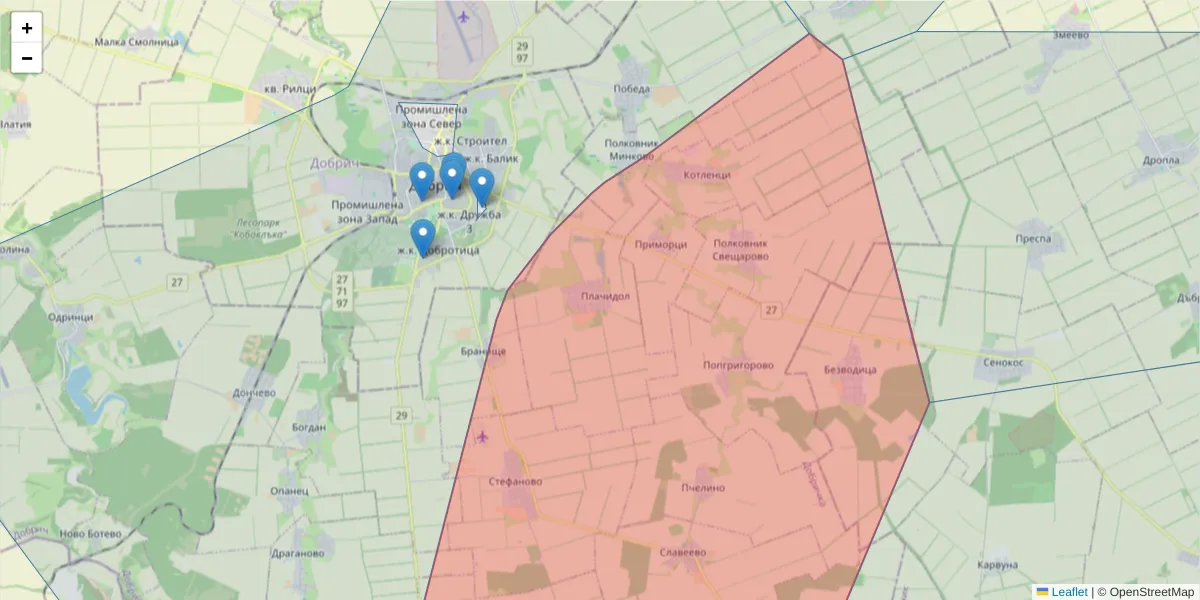 Карта на пощенски код  и съседните пощенски кодове в България