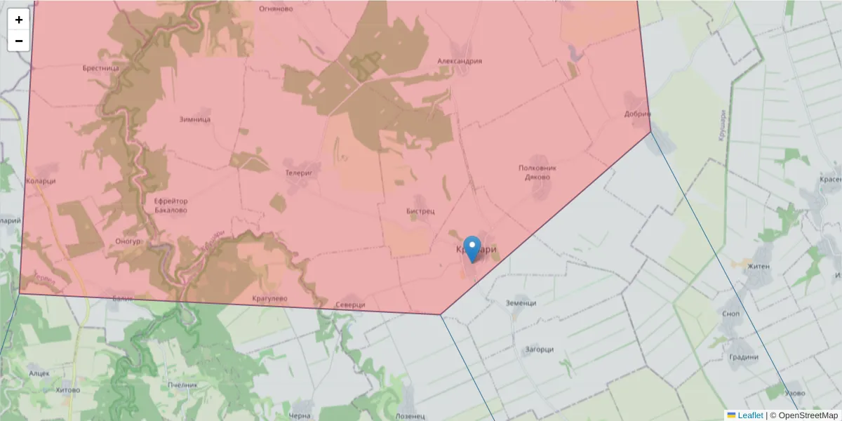 Карта на пощенски код  и съседните пощенски кодове в България